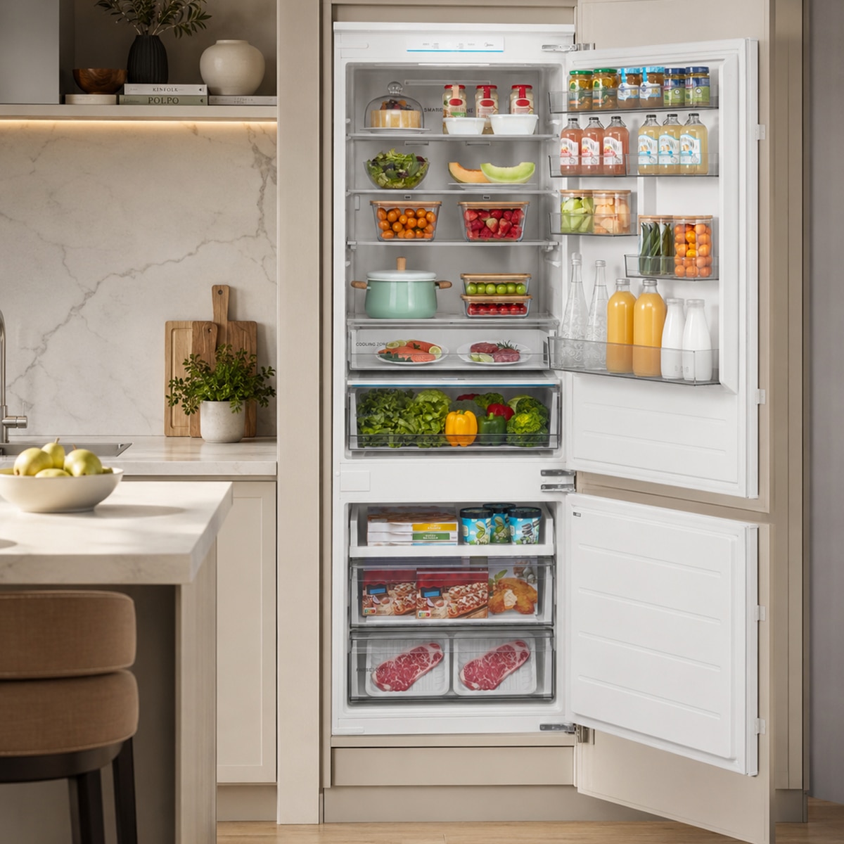 Imagen 10 de Frigorífico combi integrable Midea Total No Frost, Metal Cooling, 403L - MDRE554FGD01