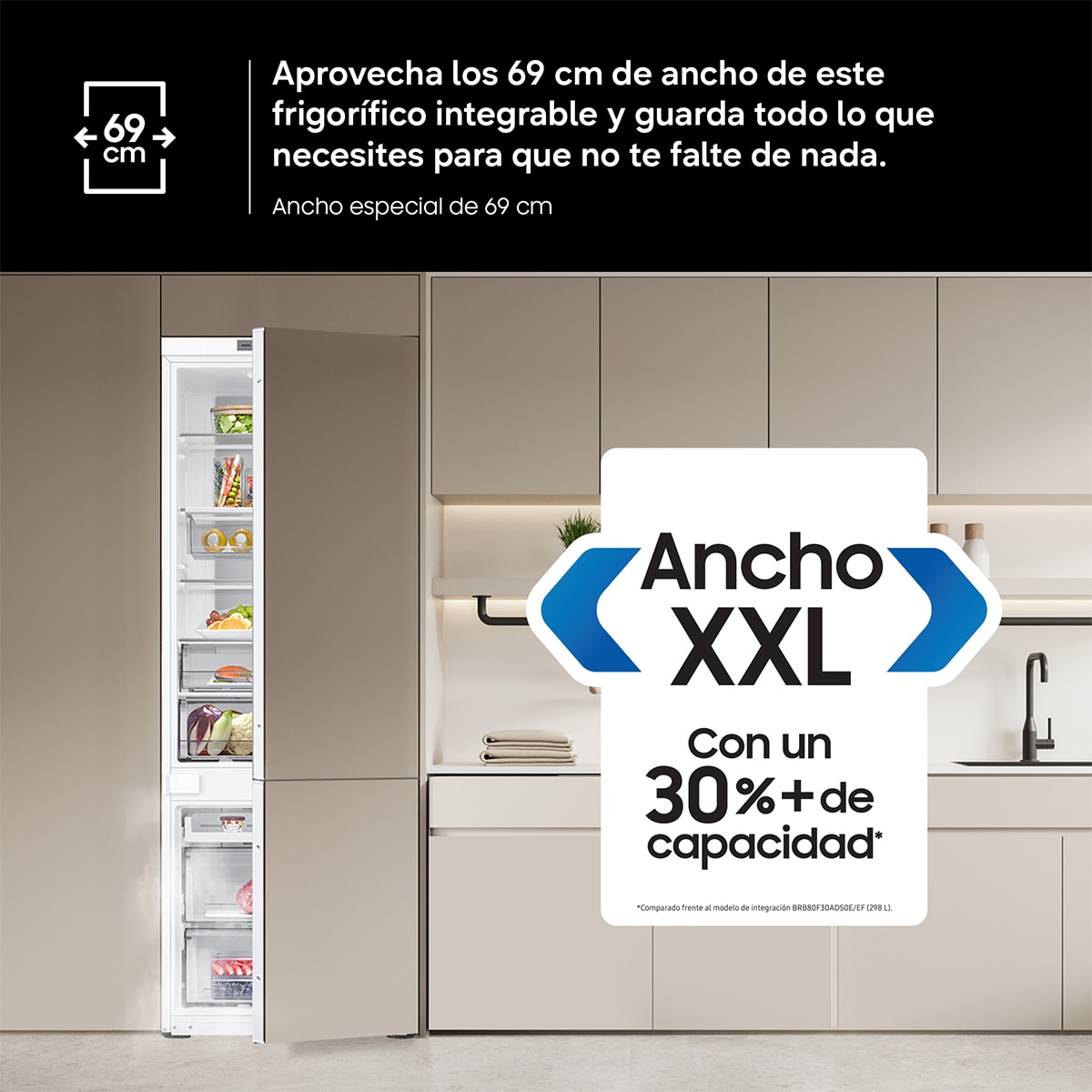 Imagen 6 de Frigorífico Combi Integrable Samsung Bespoke AI  193.5cm Twin Cooling Plus™ 389 L - BRB38G705DWWEF