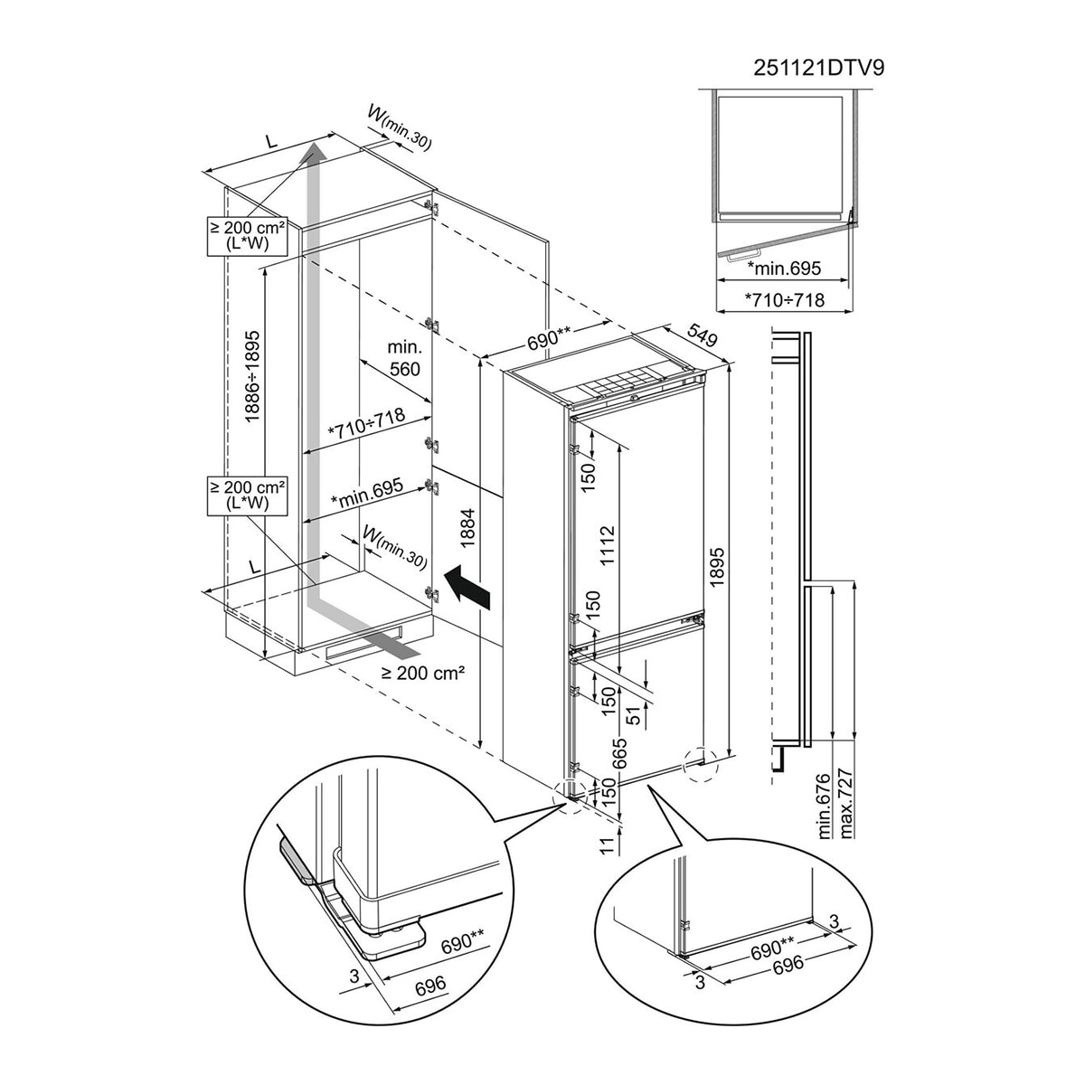 Frigorífico Combi integrable AEG No frost,IA, MaxiSpace,Serie 7000, NSC7T751ES 3