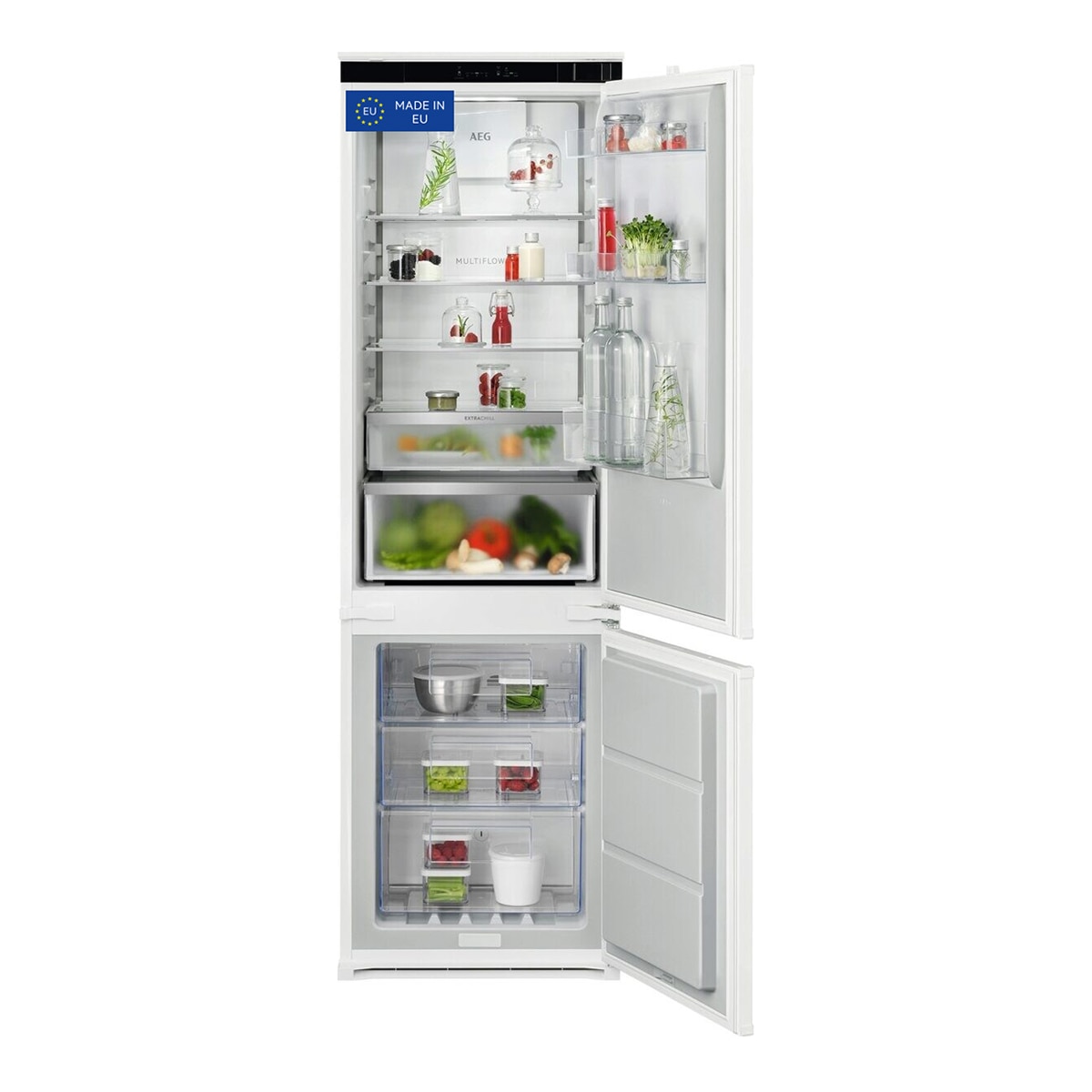 AEG - Frigorífico Combi integrable AEG, no frost, IA, Multiflow, Cooling 360, Cajón Extra Chill Serie 7000 TC7CS181DS.