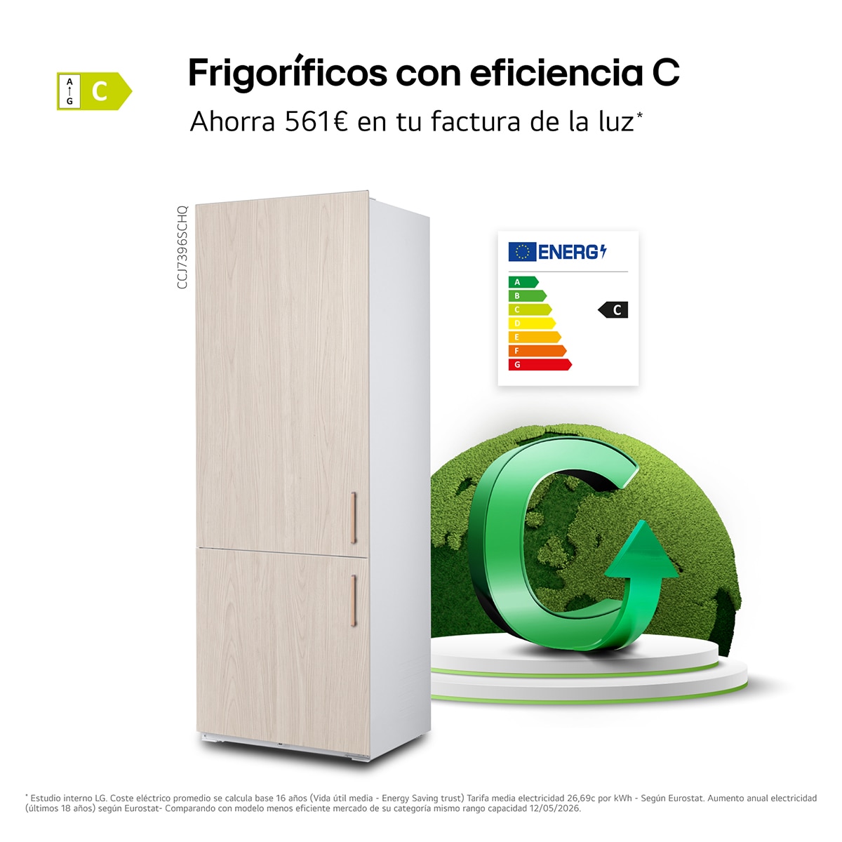 Frigorífico combi integrable LG Total No Frost, Total No Frost, Serie 700 - CCJ7396SCHQ - Blanco Blanco-6