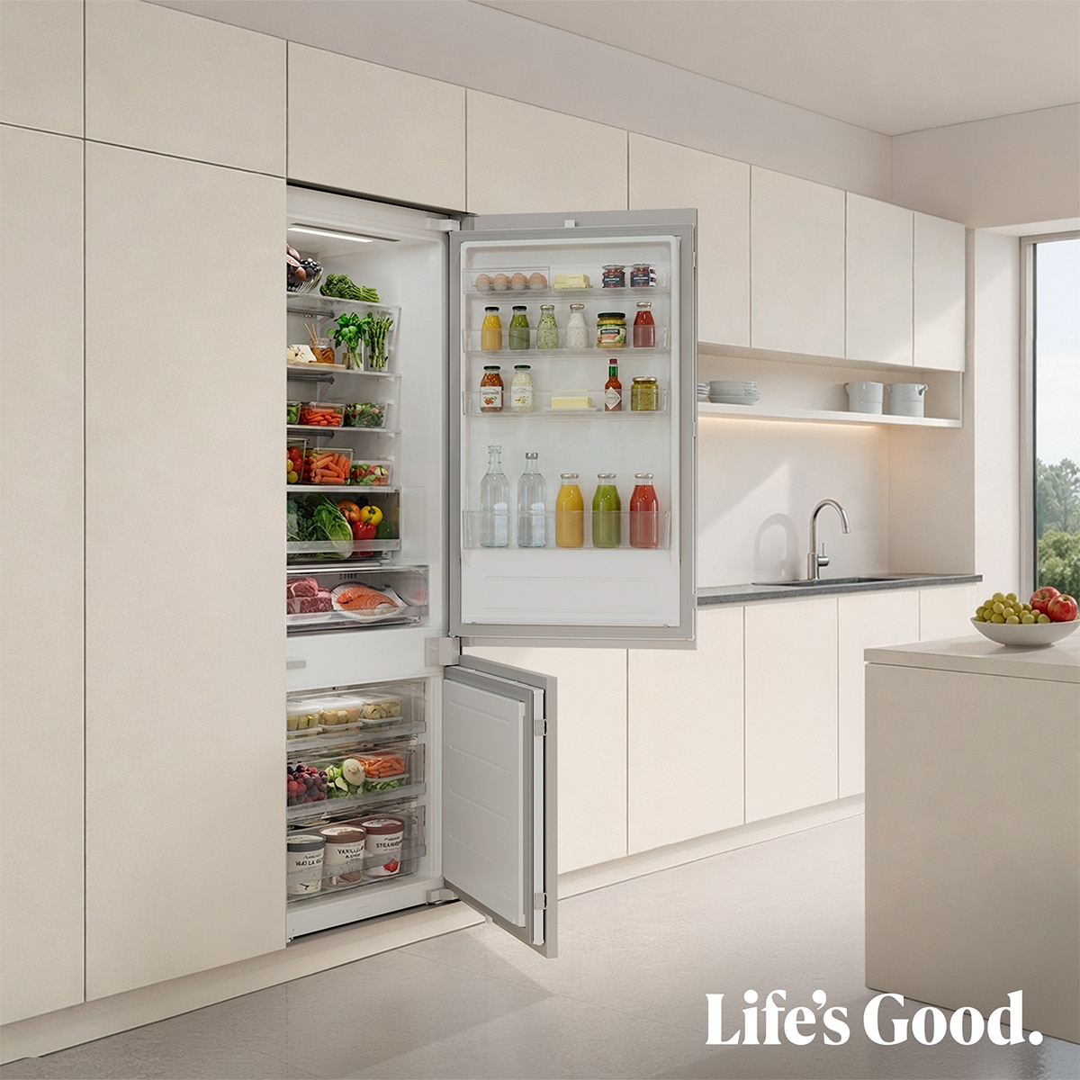 Frigorífico combi integrable LG Total No Frost, Total No Frost, Serie 700 - CCJ7396SCHQ - Blanco Blanco-15