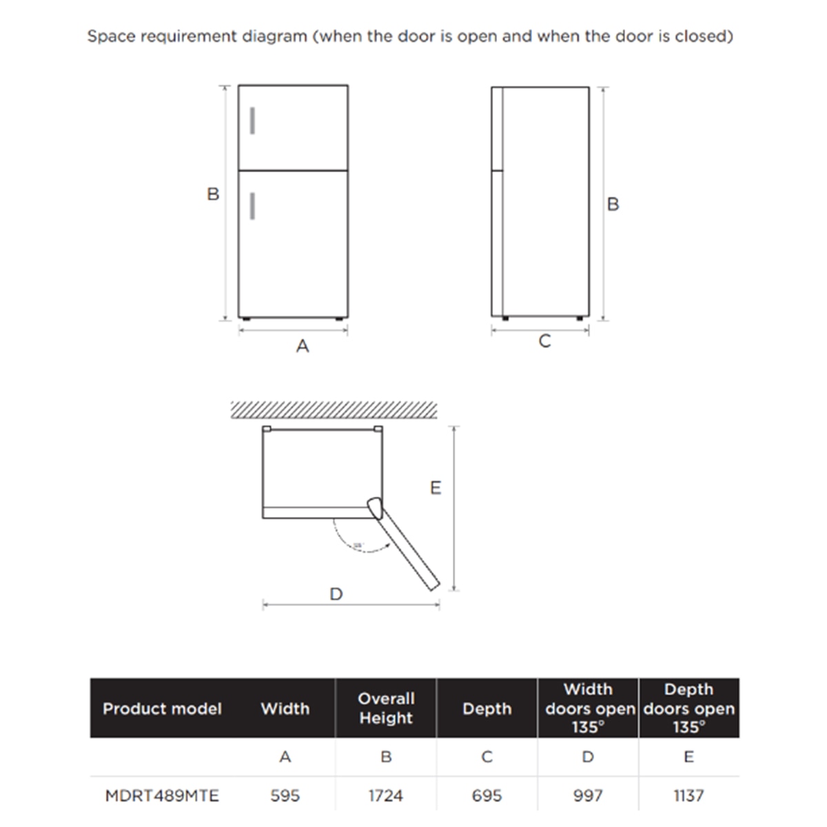Frigorífico de 2 Portas Midea MDRT489MTE01E Total No Frost e de 172,4 cm - Branco Branco-2