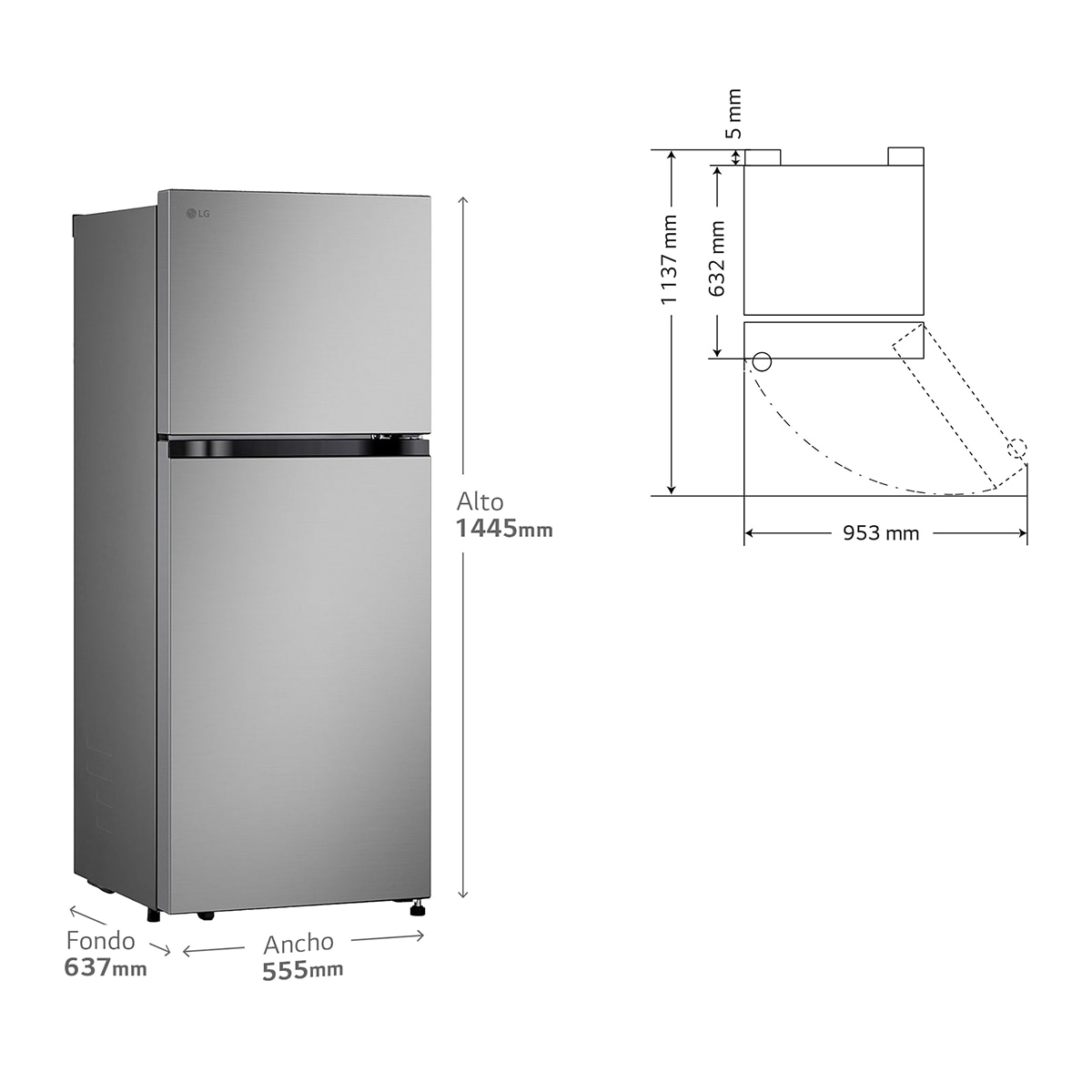 Frigorífico dos puertas LG, Total No Frost - GTBV22PYNJ Inox-2