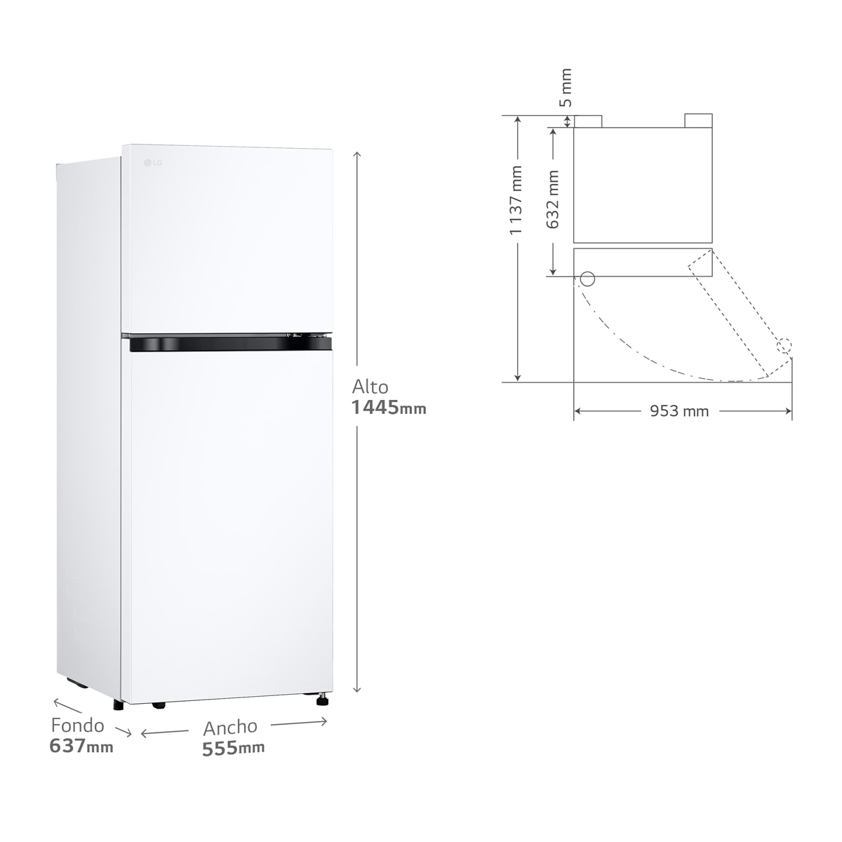 Frigorífico dos puertas LG, Total No Frost - GTBV22SWNJ Blanco-2