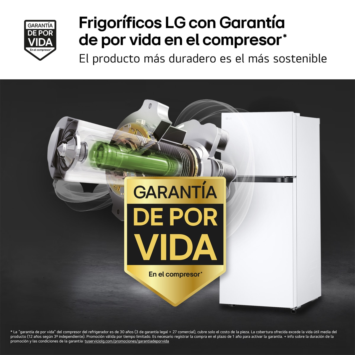 Frigorífico dos puertas LG, Total No Frost - GTBV22SWNJ Blanco-4