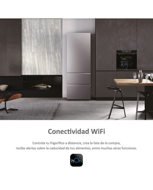 Frigorífico Combinado Haier de 3 Portas HTW7720ENMP No Frost Wifi Motor Inverter de 200,6 cm - Cinzento Inox-5