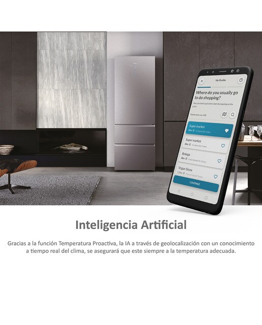 Frigorífico Combinado Haier de 3 Portas HTW7720ENMP No Frost Wifi Motor Inverter de 200,6 cm - Cinzento Inox-6