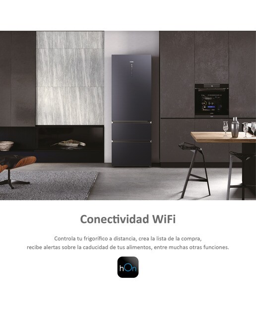 Frigorífico Combinado Haier 3D 70 Série 7 HTW7720ENMB de 3 Portas No Frost Wifi Motor Inverter de 200,6 cm - Preto Grafite-6