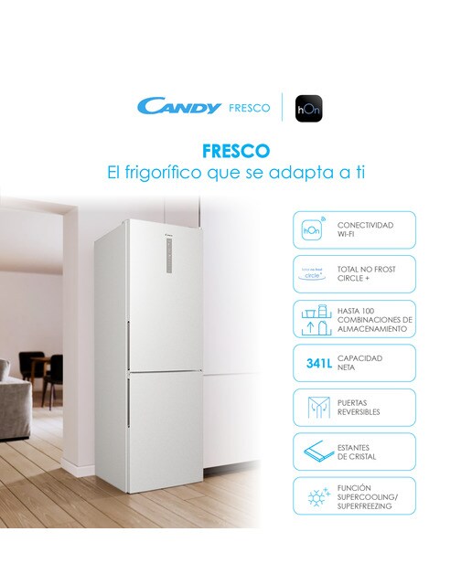 Frigorífico Combi Candy Total No Frost Circle + con Wifi Fresco - CCE7T618ES Plata-3