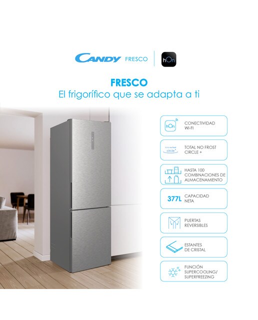 Frigorífico Combi Candy Total No Frost - CCE7T620EX Inox-6