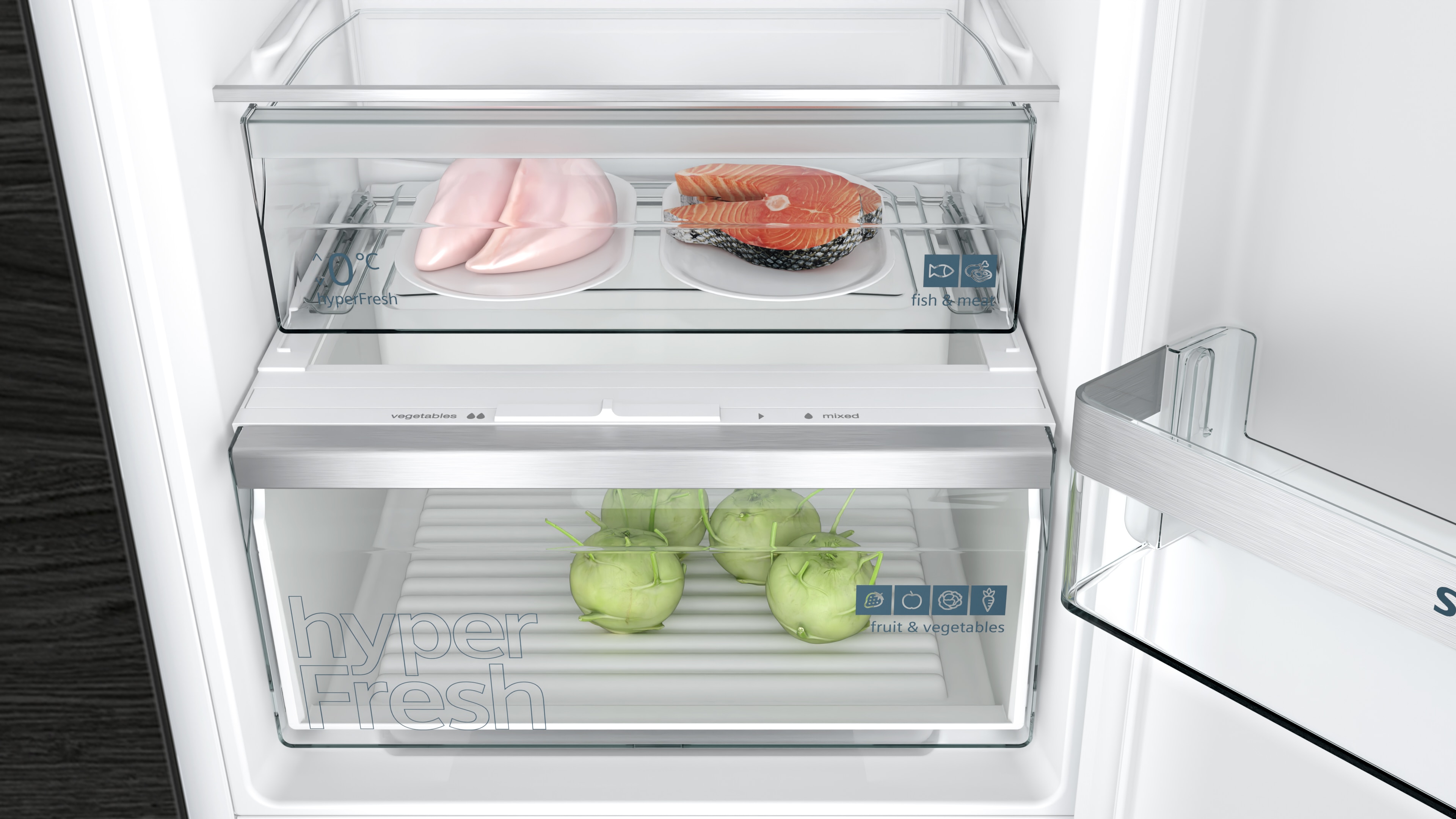 Frigorífico Combinado Encastrável Siemens iQ300 KI86NHFE0 No Frost e HyperFresh e Ligação WiFi de 177,2 cm - Branco Branco-6