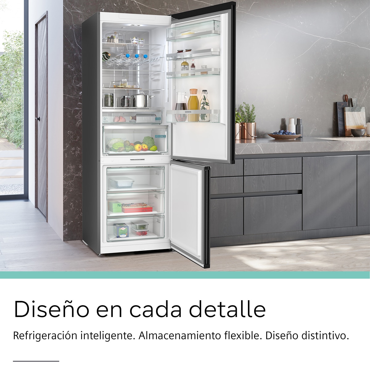 Frigorifico combi Siemens No Frost, hyperFresh 0°C - KG49NAXCF Inox / Negro-7