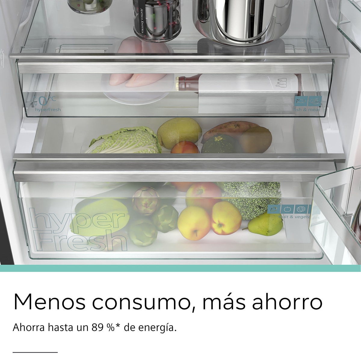Frigorifico combi Siemens No Frost, hyperFresh 0°C - KG49NAXCF Inox / Negro-9