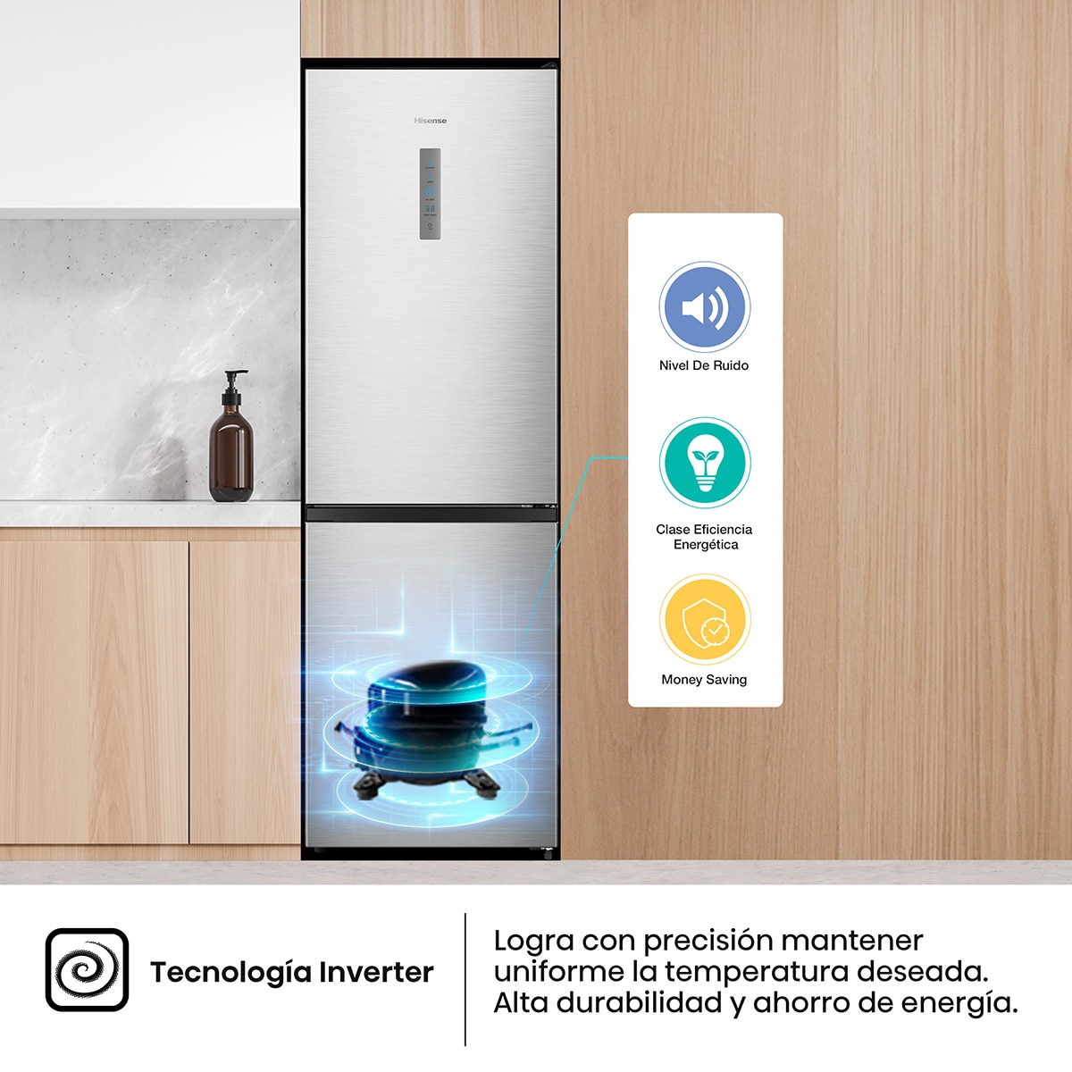 Frigorifico combi Hisense No Frost, Multi Air Flow - RB390N4BCC Inox-10