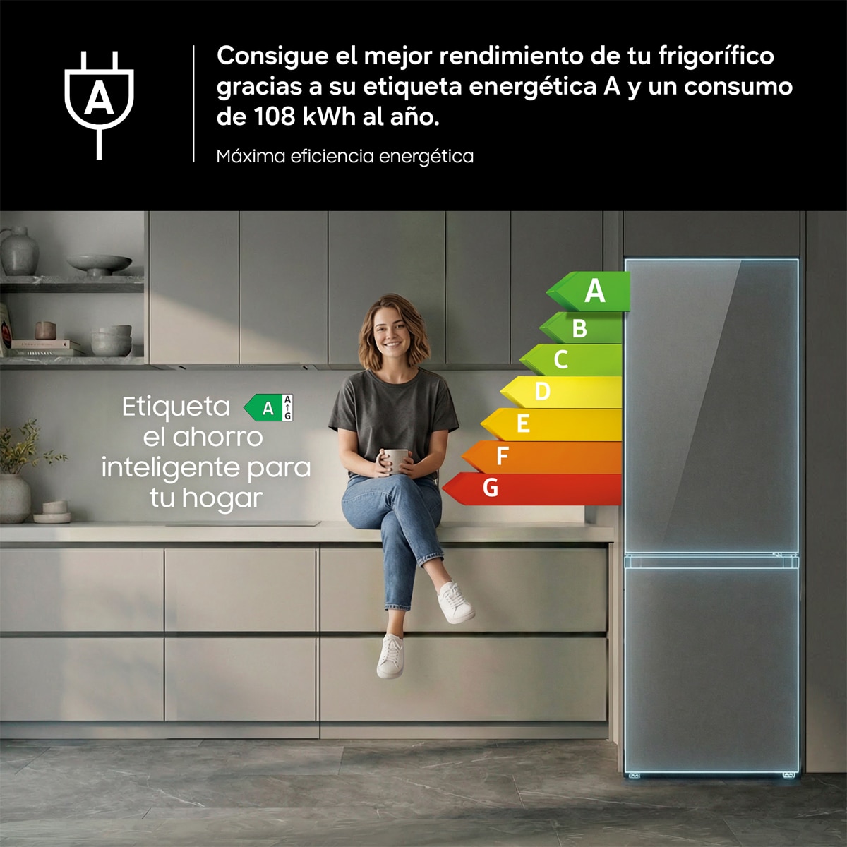 Frigorífico Combi Samsung No frost, Smart - RB38C7B6A22/EF Cristal negro-5