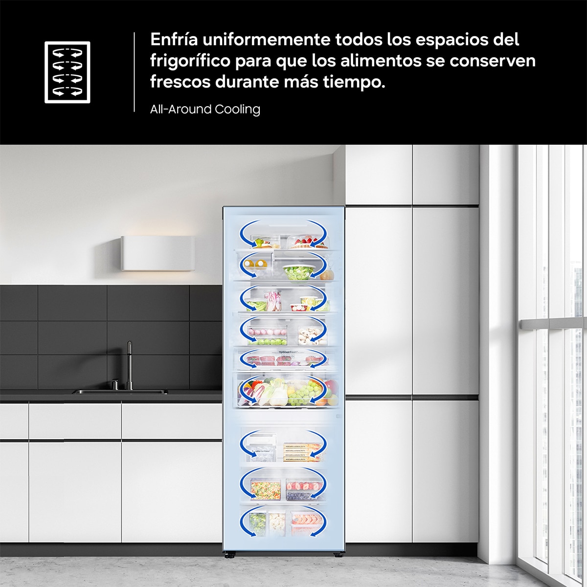Frigorífico Combi Samsung con IA 185cm All Around Cooling 344L Clase C Blanco - RB34C600CWW/EF Blanco-9