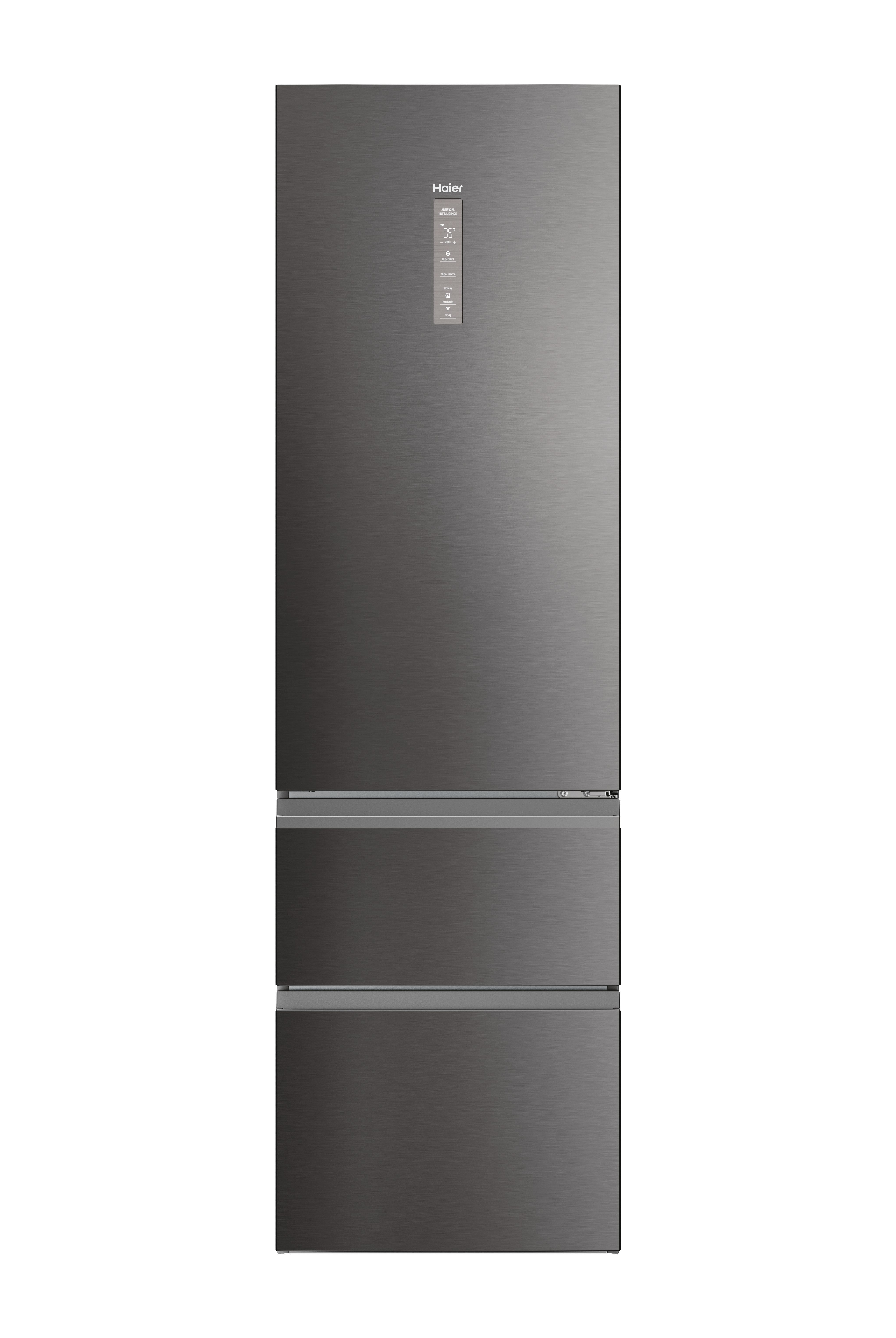 Frigorífico Combinado Haier 3D 60 Series 5 HTW5620CNMP de 3 Portas, No Frost, com Wifi e de 205 cm - Inox Escuro Dark Inox-2