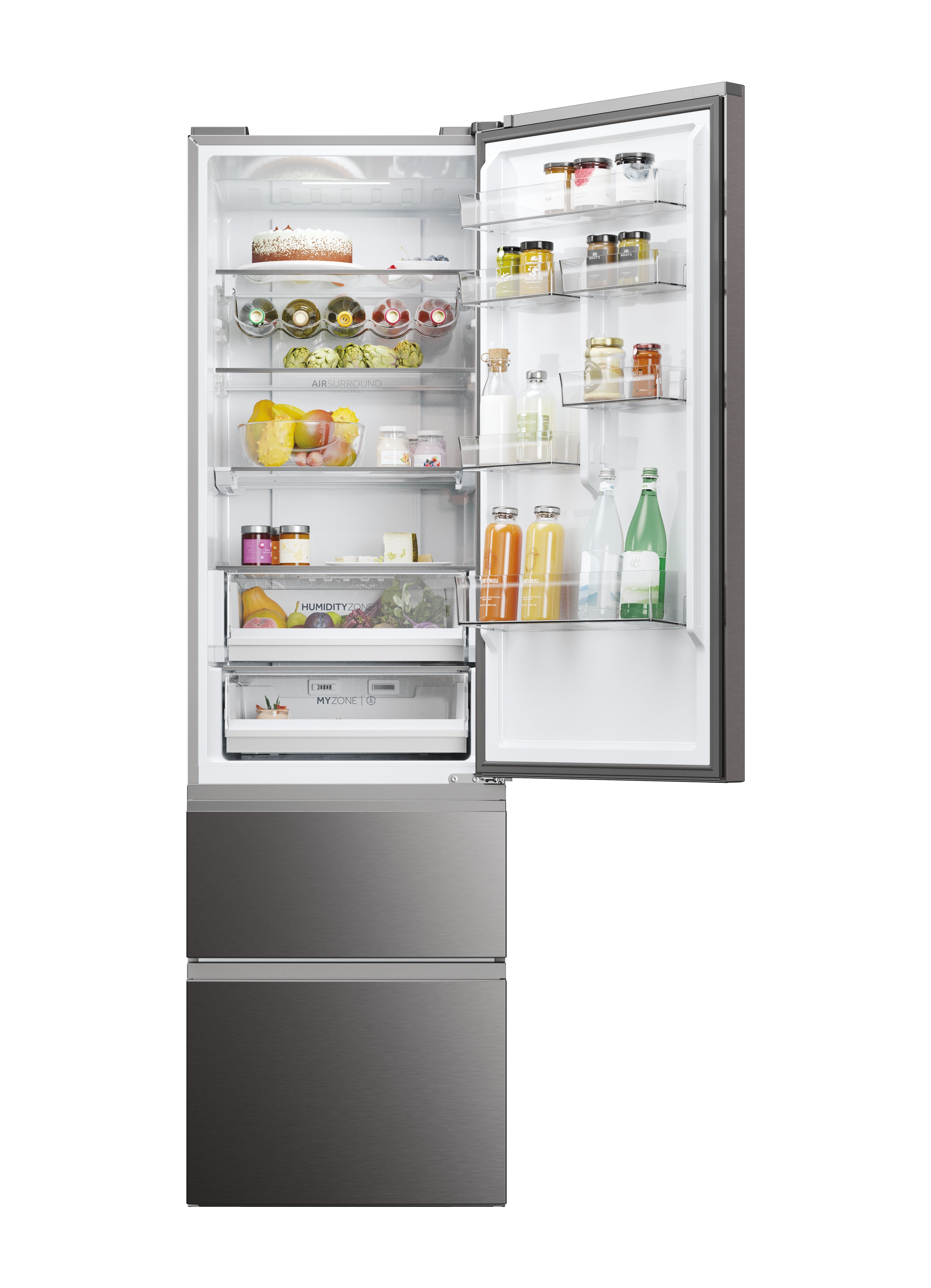 Frigorífico Combinado Haier 3D 60 Series 5 HTW5620CNMP de 3 Portas, No Frost, com Wifi e de 205 cm - Inox Escuro Dark Inox-3