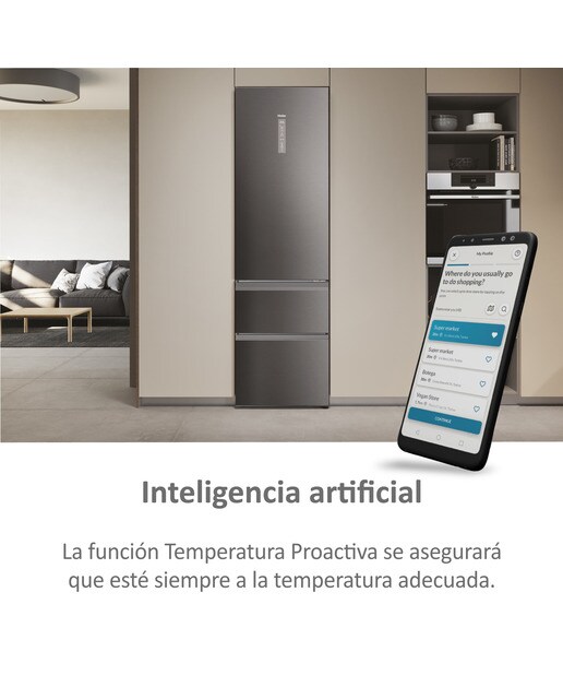 Frigorífico Combinado Haier 3D 60 Series 5 HTW5620CNMP de 3 Portas, No Frost, com Wifi e de 205 cm - Inox Escuro Dark Inox-6