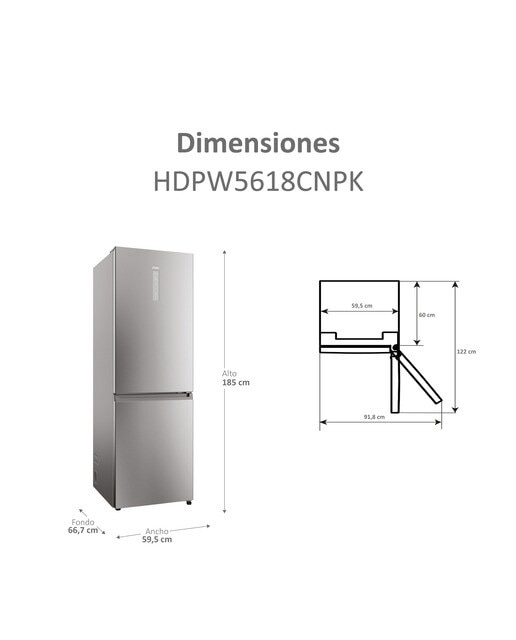 Frigorífico Combinado Haier 2D 60 Series 5 HDPW5618CNPK Total No Frost con Wifi e de 185 cm - Inox Inox-4