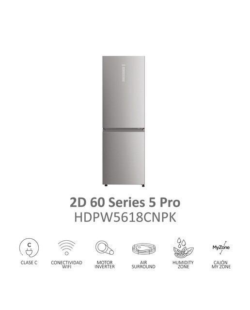 Frigorífico Combinado Haier 2D 60 Series 5 HDPW5618CNPK Total No Frost con Wifi e de 185 cm - Inox Inox-8