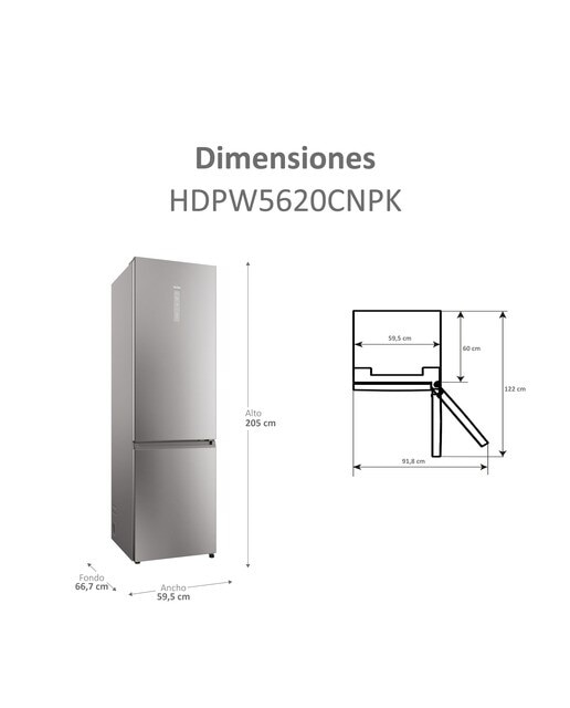 Frigorífico Combi Haier Total No Frost con WIFI 2D 60 Series 5 - HDPW5620CNPK Inox-4