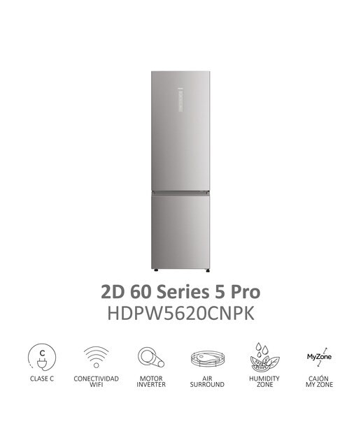 Frigorífico Combi Haier Total No Frost con WIFI 2D 60 Series 5 - HDPW5620CNPK Inox-7