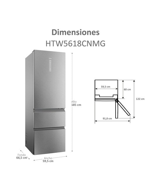 Frigorífico Combi Haier Total No Frost con WIFI 3D 60 Series 5 - HTW 5618CNMG Inox-4