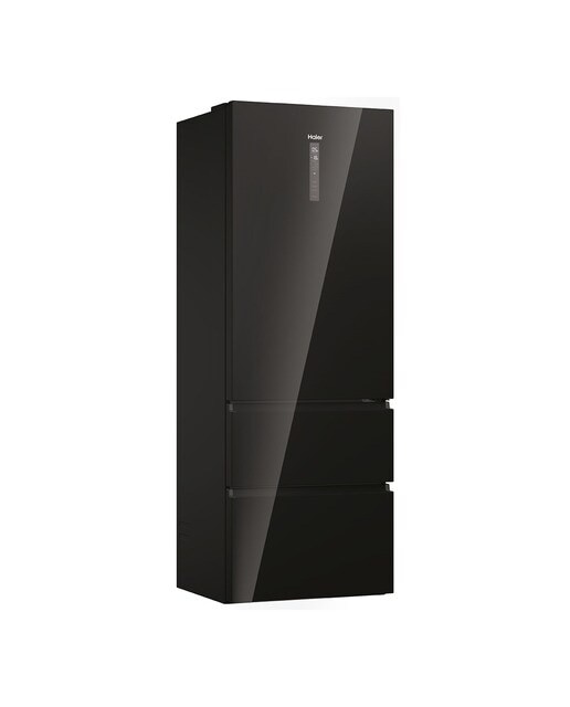 Frigorífico Combinado Haier 3D 70 Series 7 HTW7720DNGB de 3 Portas, No Frost, Wifi e de 200,6 cm - Vidro Icónico Vidro preto-1