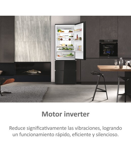 Frigorífico Combinado Haier 3D 70 Series 7 HTW7720DNGB de 3 Portas, No Frost, Wifi e de 200,6 cm - Vidro Icónico Vidro preto-8