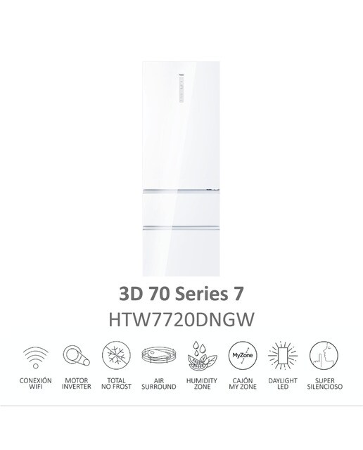 Frigorífico Combinado Haier HTW7720DNGW de 3 Portas, No Frost, Inverter e de 200,6 cm - Branco Cristal branco-6