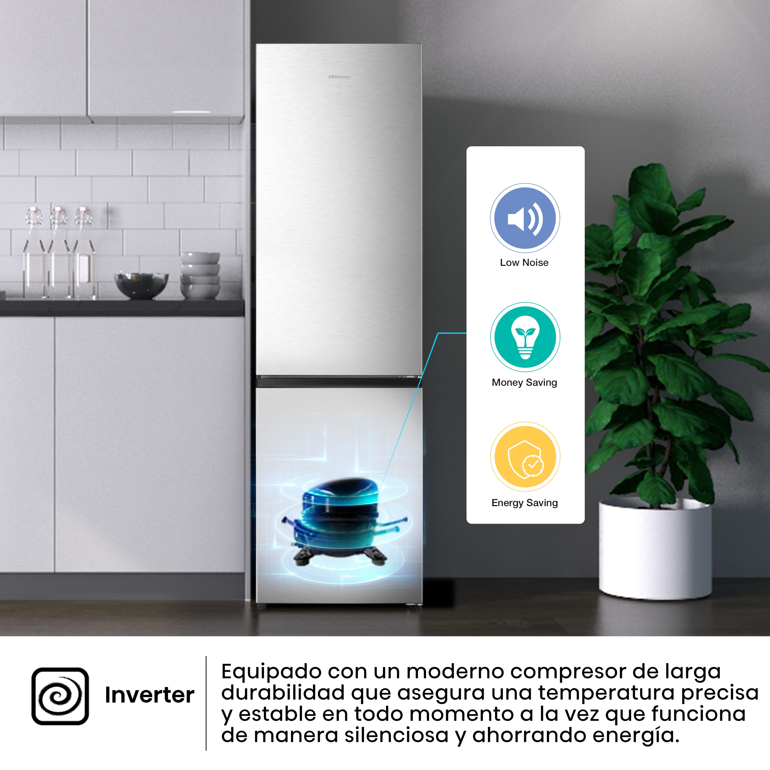 Frigorífico combi Hisense Total No Frost - RB440N4ACA Inox-12
