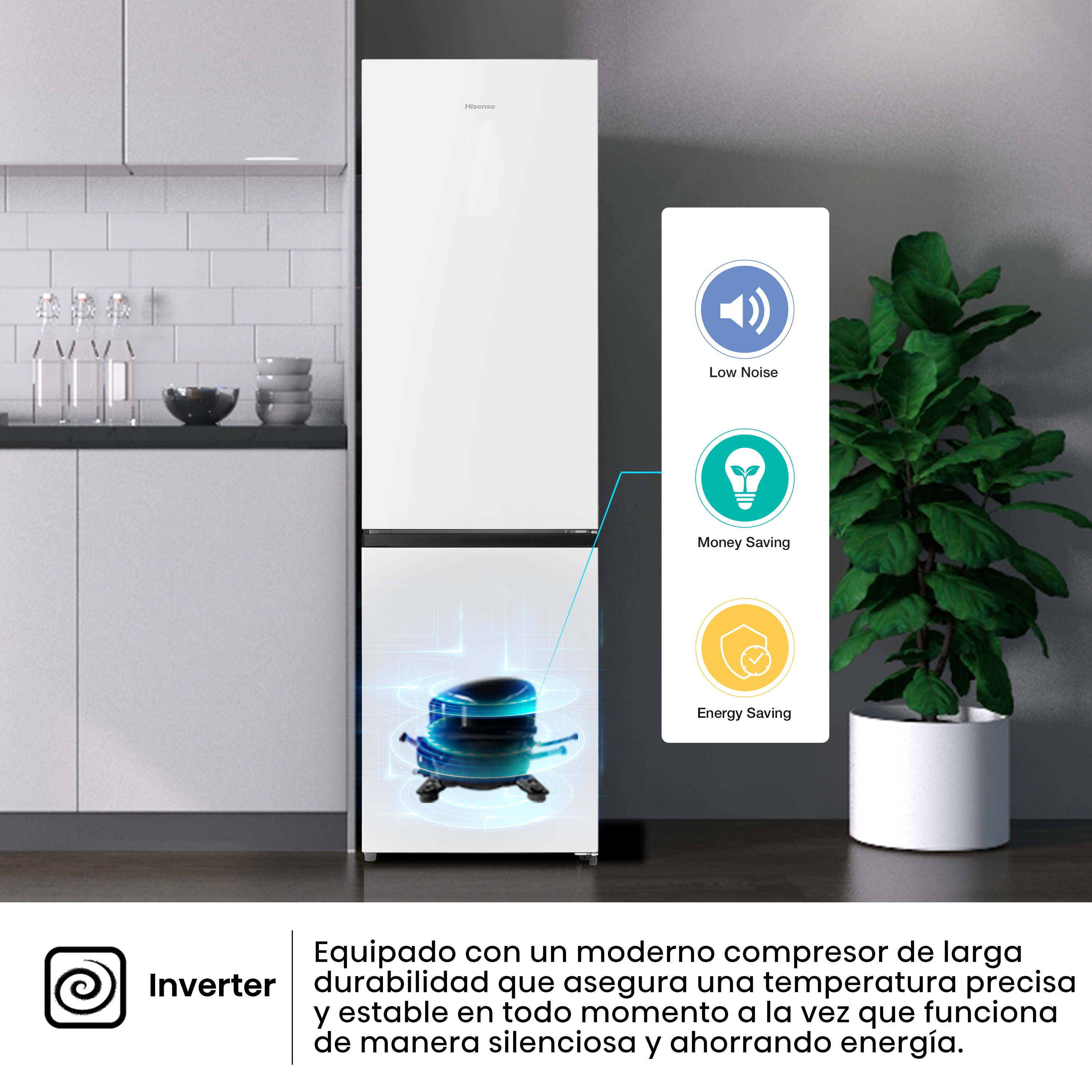 Frigorífico combi Hisense Total No Frost - RB440N4AWC Blanco-12