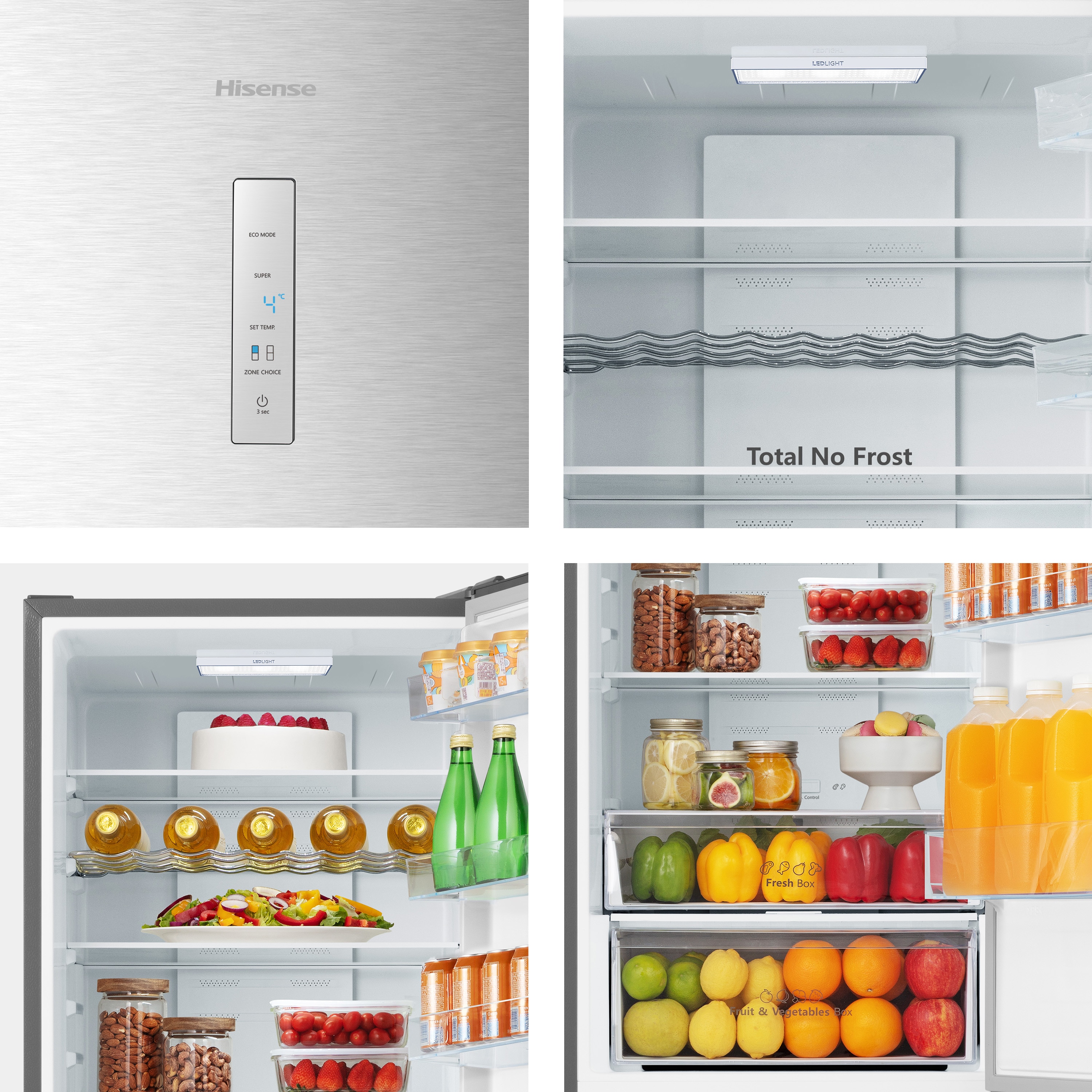 Frigorífico combi Hisense Total No Frost, Multi AirFlow - RB440N4CCB Inox-6