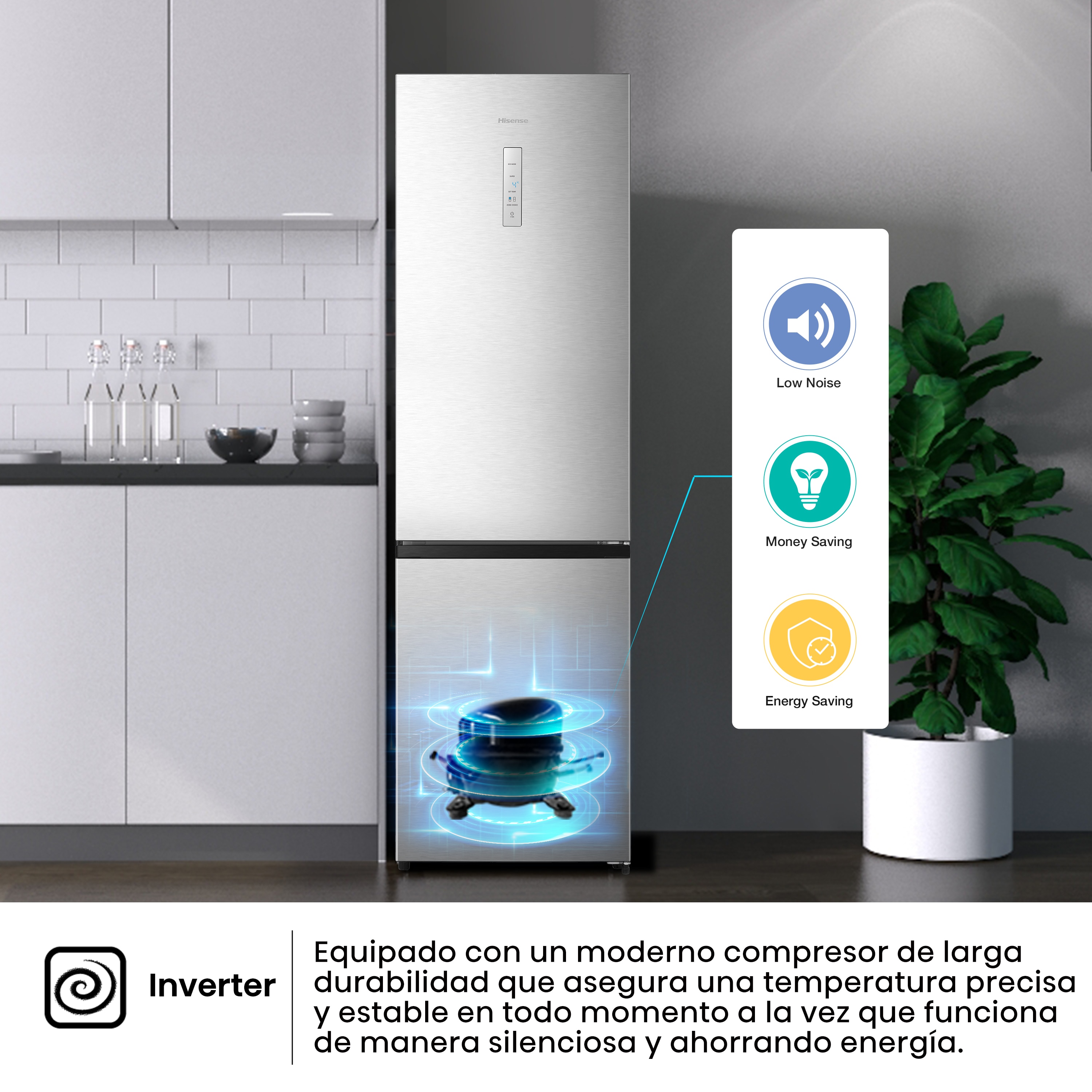 Frigorífico combi Hisense Total No Frost, Multi AirFlow - RB440N4CCB Inox-13