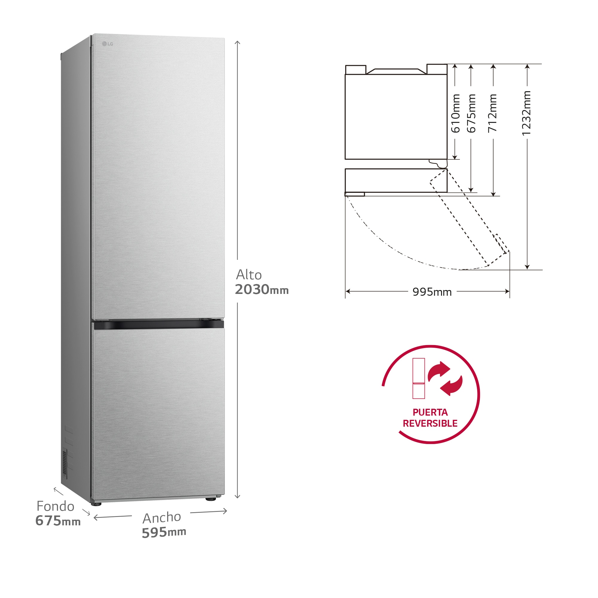 Thumbnail 2 de LG Frigorífico Combi Door Cooling+ GBV7280AMB ❄️