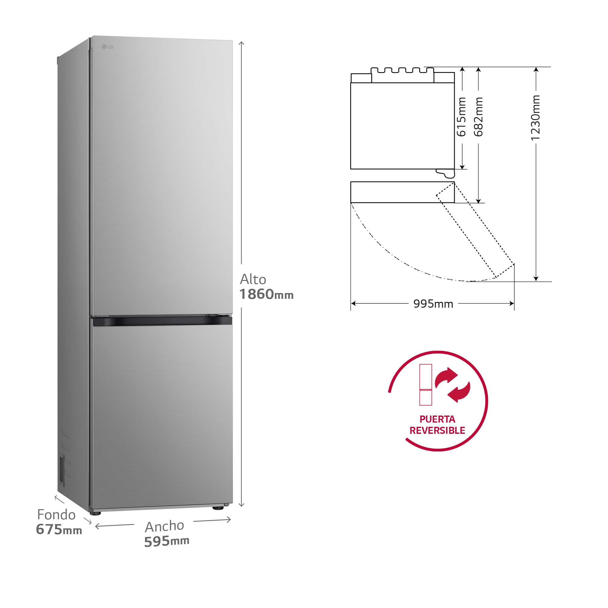 Thumbnail 3 de LG GBV7180CPY frigorífico combi 344 litros inox