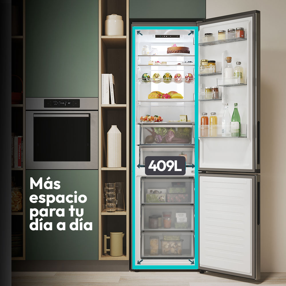 Frigorífico combi Candy Total No Frost Circle+ 2m de alto Fresco - CNCQ2T620EX Inox-5
