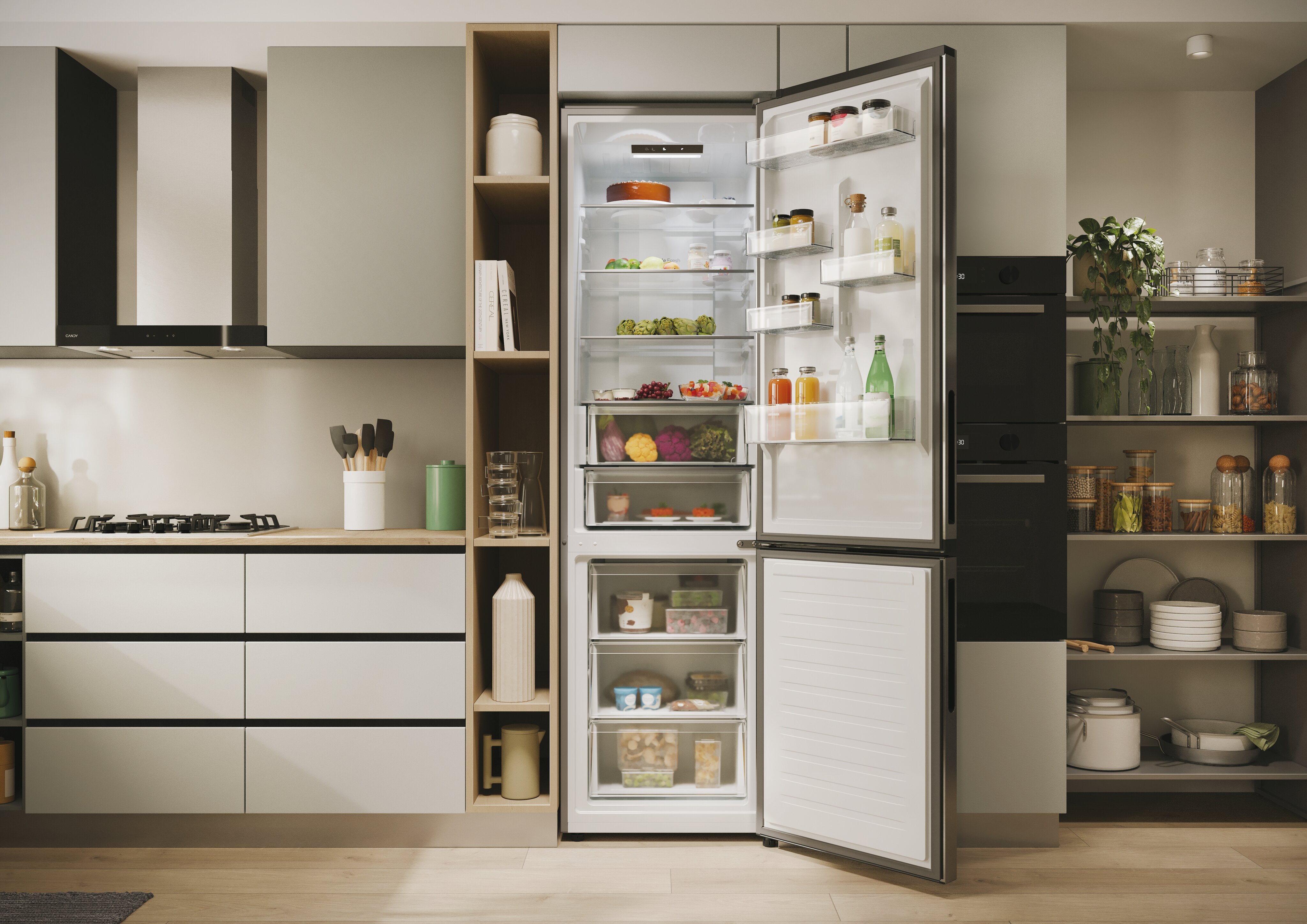 Frigorífico combi Candy Total No Frost Circle+ 2m de alto Fresco - CNCQ2T620EX Inox-15