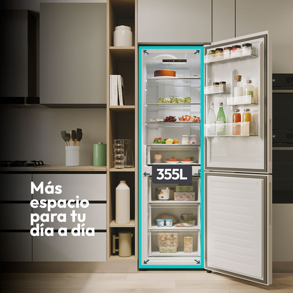 Frigorífico combi Candy Total No Frost Circle+ 1,85m de alto Fresco - CNCQ2T618EW Blanco-5