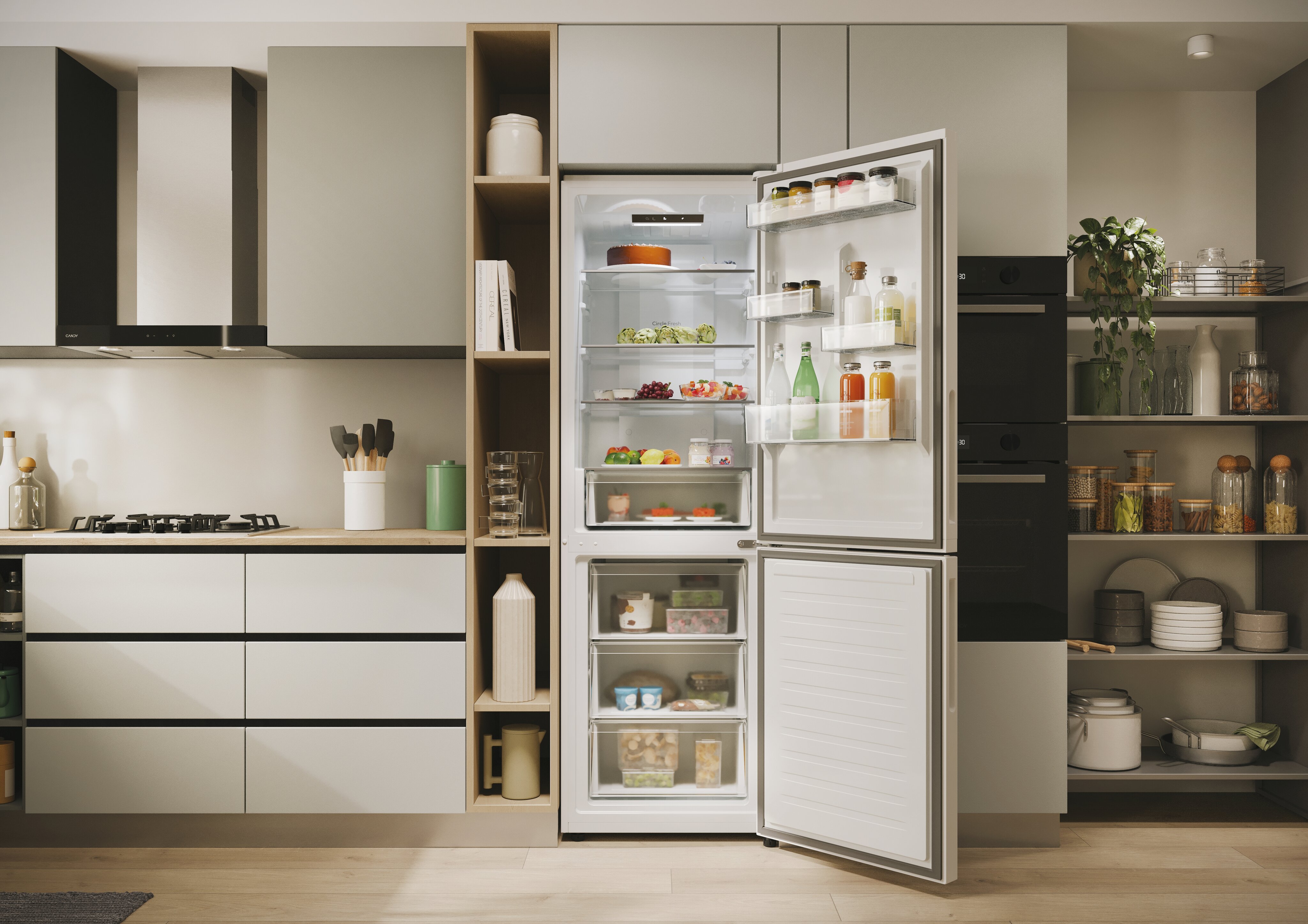 Frigorífico combi Candy Total No Frost Circle+ 1,85m de alto Fresco - CNCQ2T618EW Blanco-14
