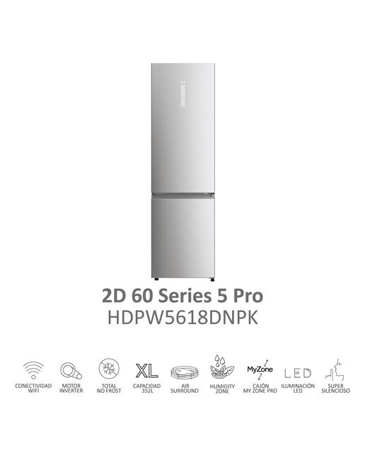 Frigorífico Combinado Haier 2D 60 Series 5 Pro HDPW5618DNPK No Frost, Wifi e de 185 cm - Prata Inox-6