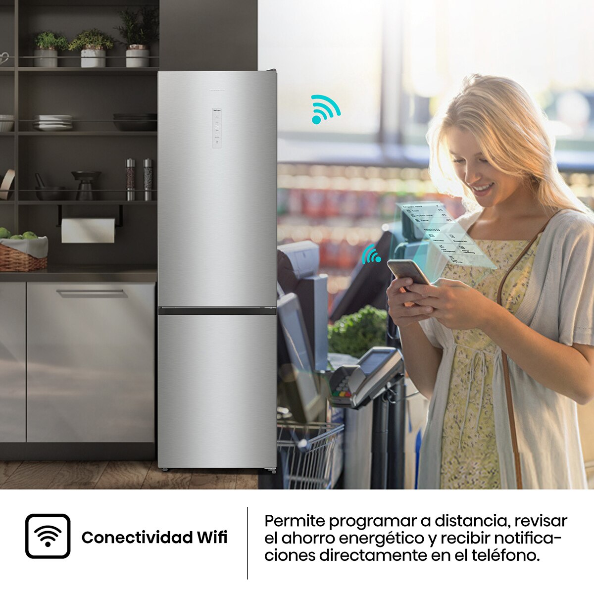Frigorífico combi Hisense No Frost, WiFi - RB470N4SIA Inox-7
