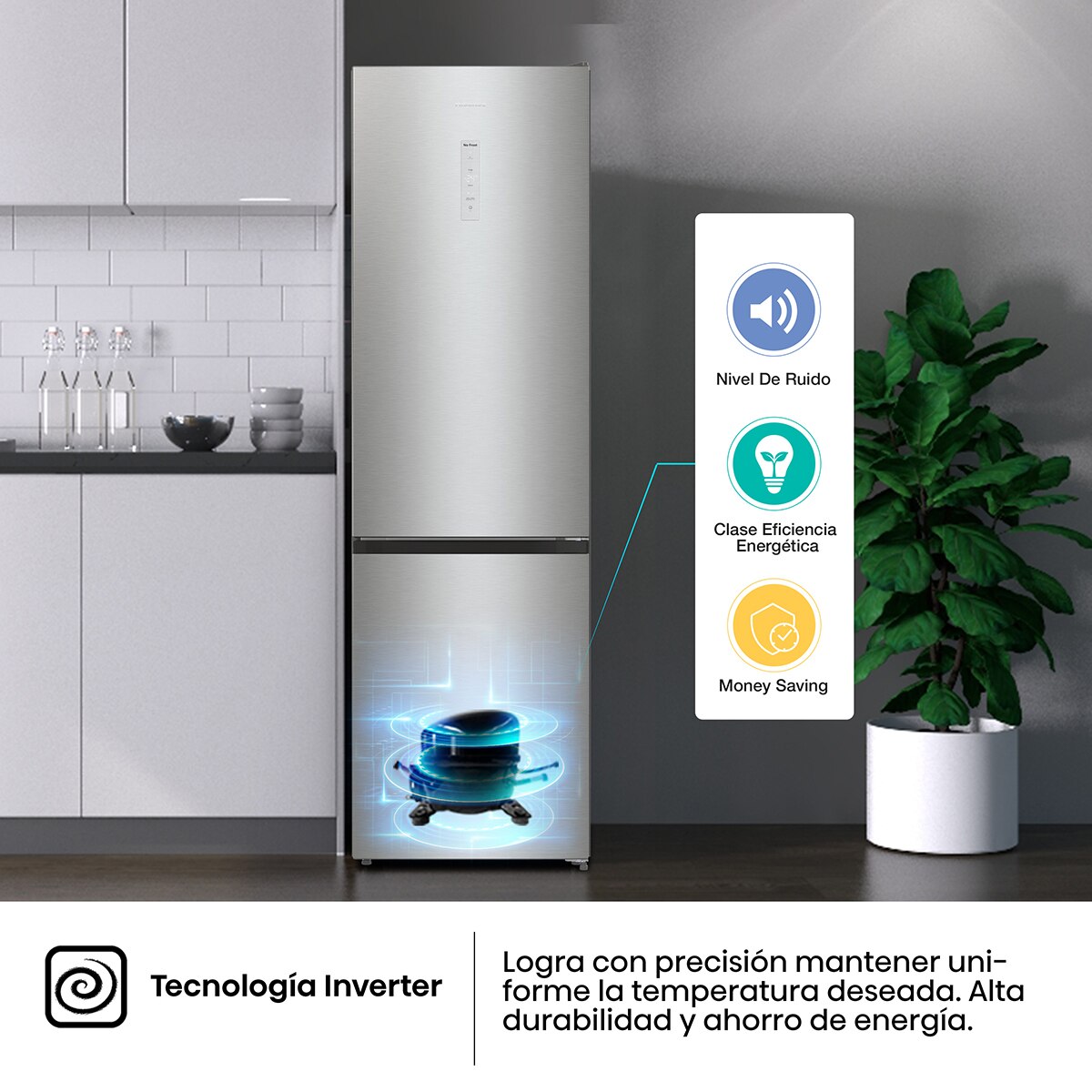 Frigorífico combi Hisense No Frost, WiFi - RB470N4SIA Inox-10