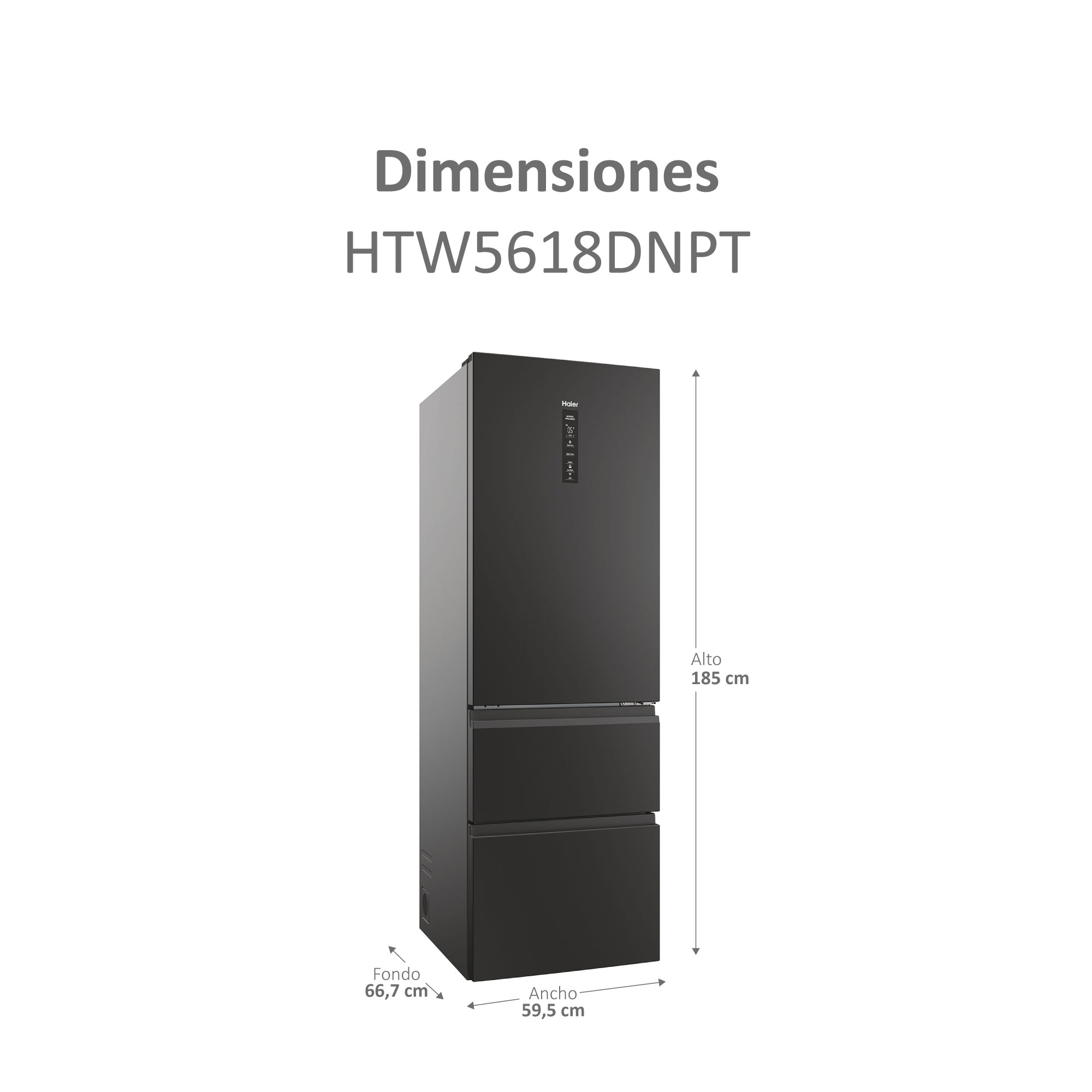 Frigorífico Combi Haier Total No Frost con WIFI 3D 60 Series 5 - HTW5618DNPT - Negro Negro-4