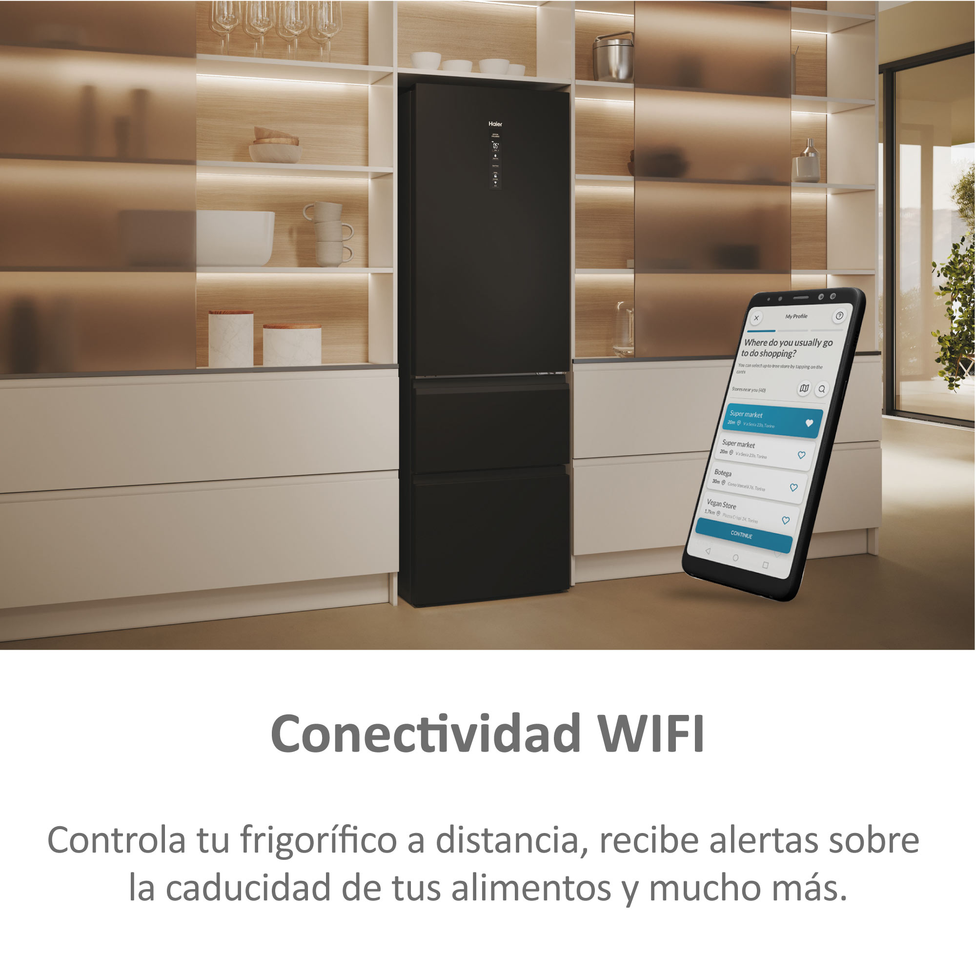 Frigorífico Combi Haier Total No Frost con WIFI 3D 60 Series 5 - HTW5618DNPT - Negro Negro-6