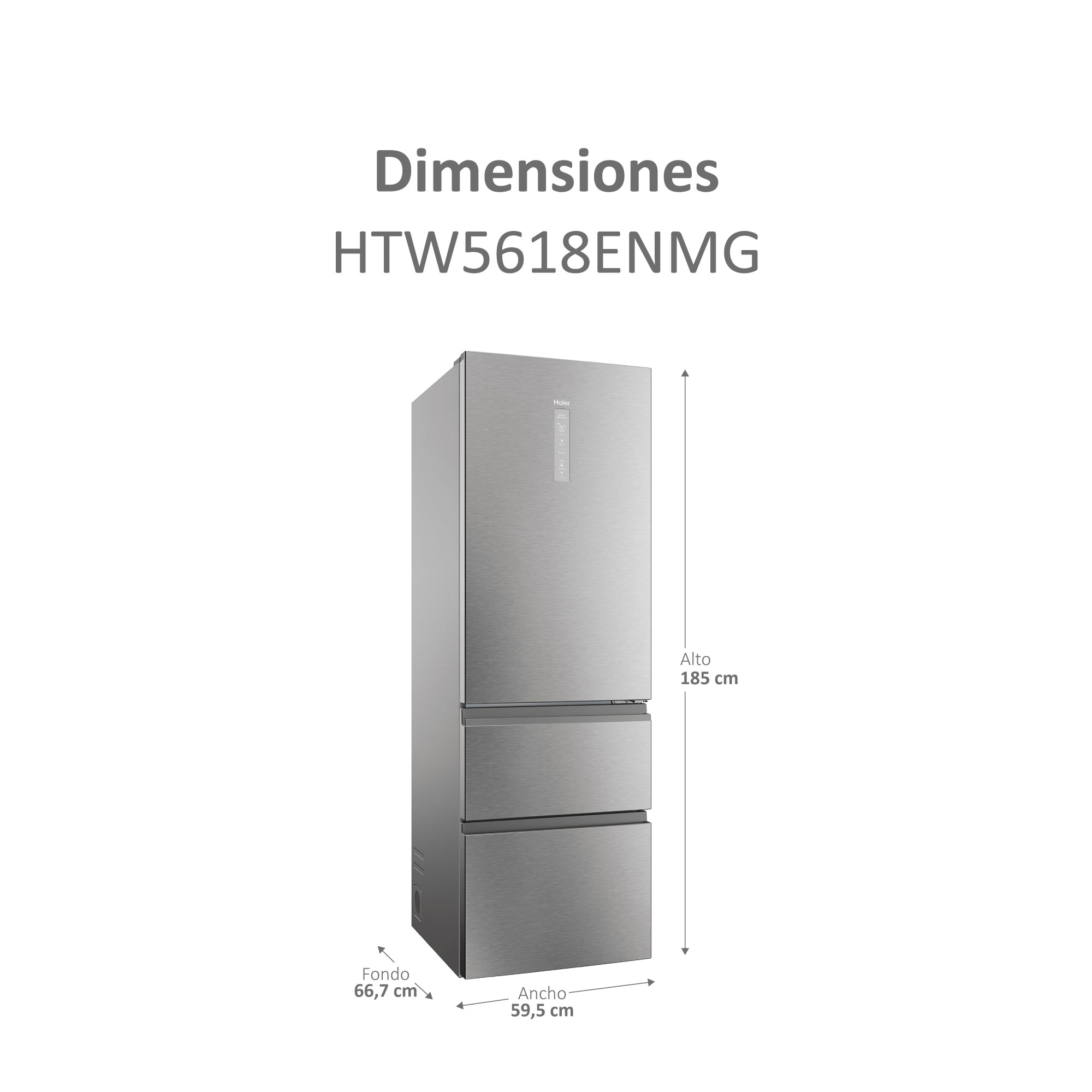 Frigorífico Combi Haier Total No Frost con WIFI 3D 60 Series 5 - HTW5618ENMG Inox-3