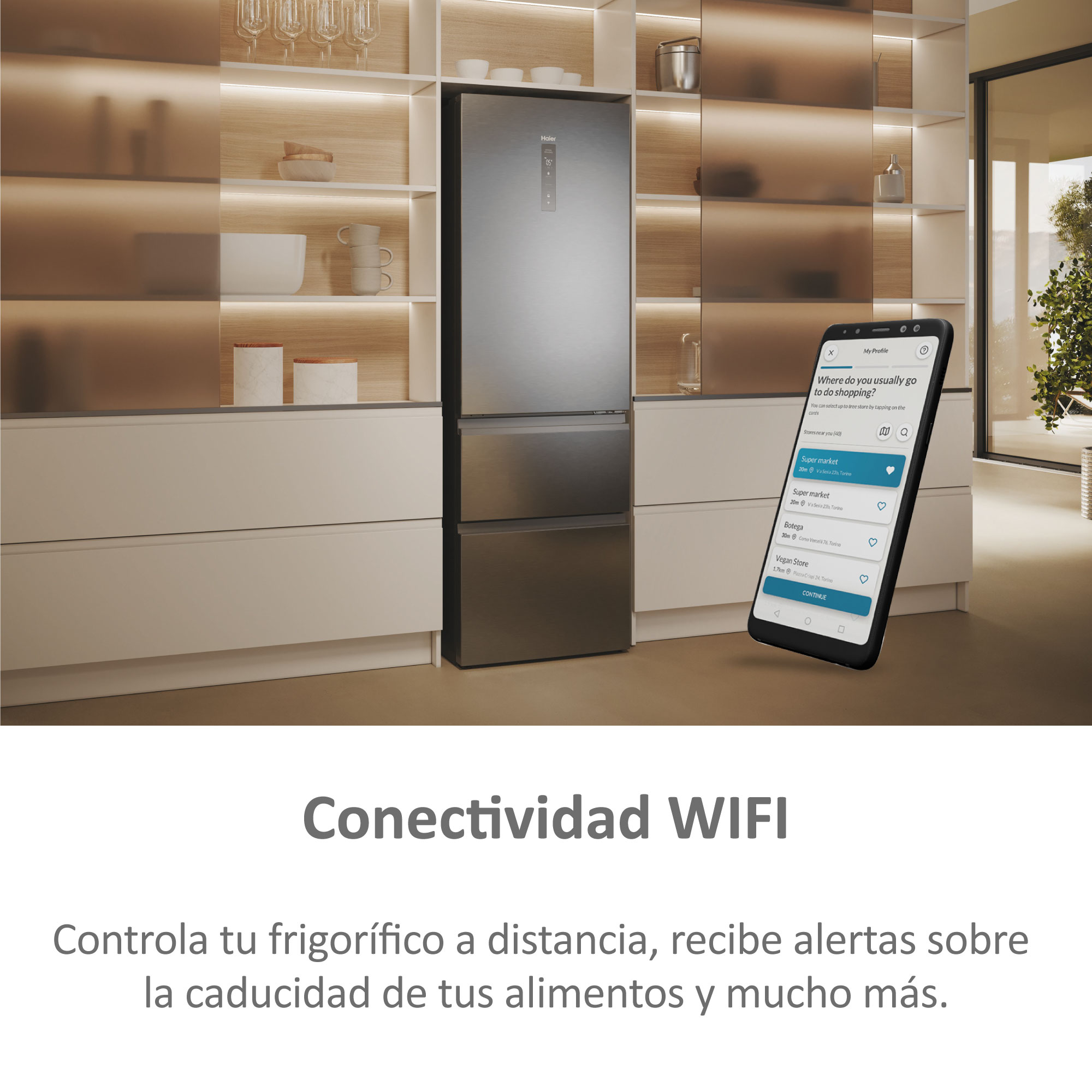 Frigorífico Combi Haier Total No Frost con WIFI 3D 60 Series 5 - HTW5618ENMG Inox-5