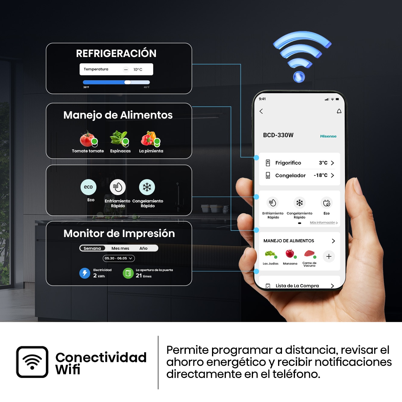Frigorífico combi Hisense Total No Frost serie Kitchen FIT - RB3K330SAIC Inox-15
